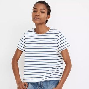 NWT Madewell Luxe Boxy-Crop Tee in Atmore Stripe